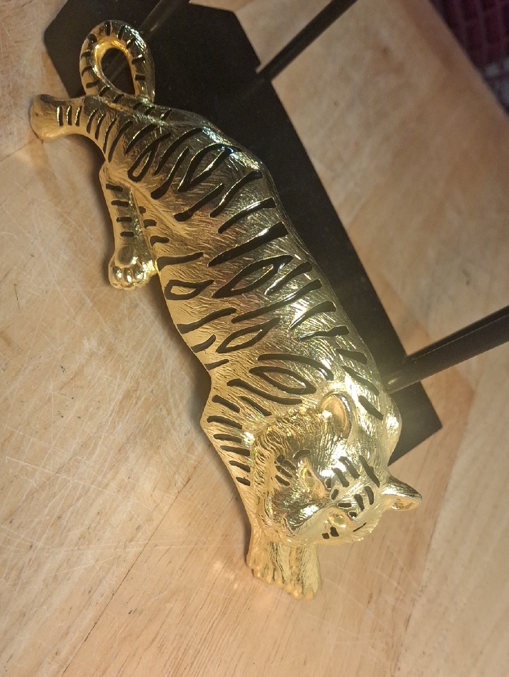 Buckle Gold-Tone Striped Tiger Figurine